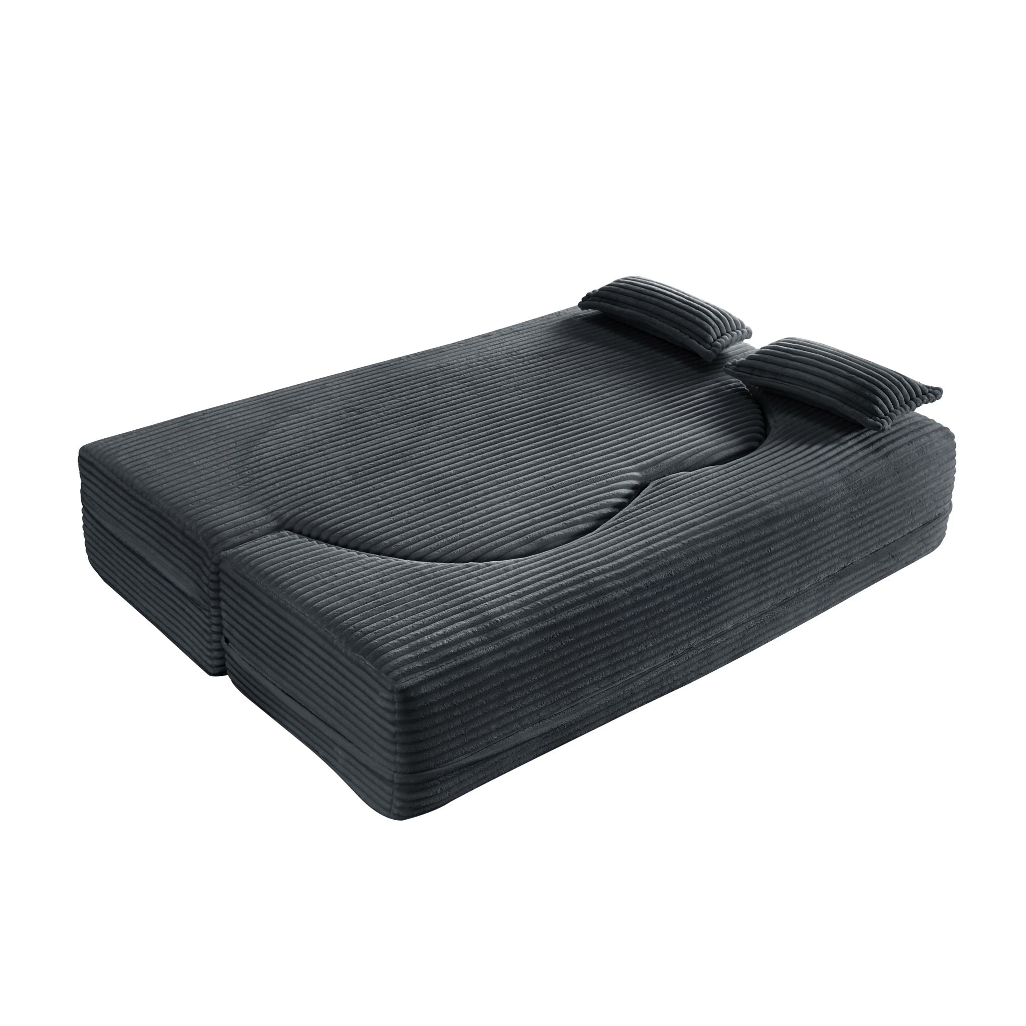 Floor Convertible Sleeper Sofa Bed With 2 Pillows