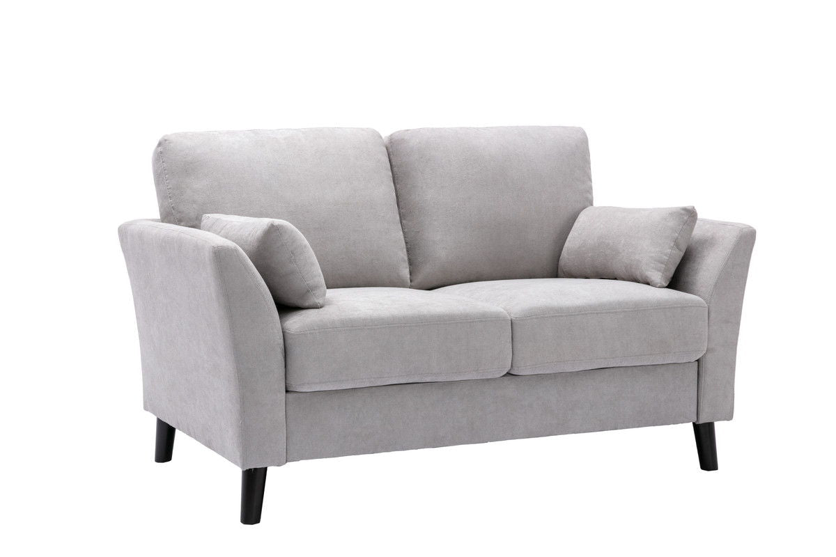 Damian Light Gray Woven Fabric Sofa Loveseat Living Room Set
