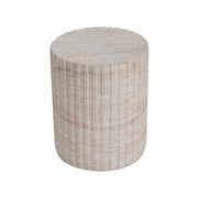 Elegant Outdoor / Indoor Lightweight Concrete Side Table With Travertine - Beige