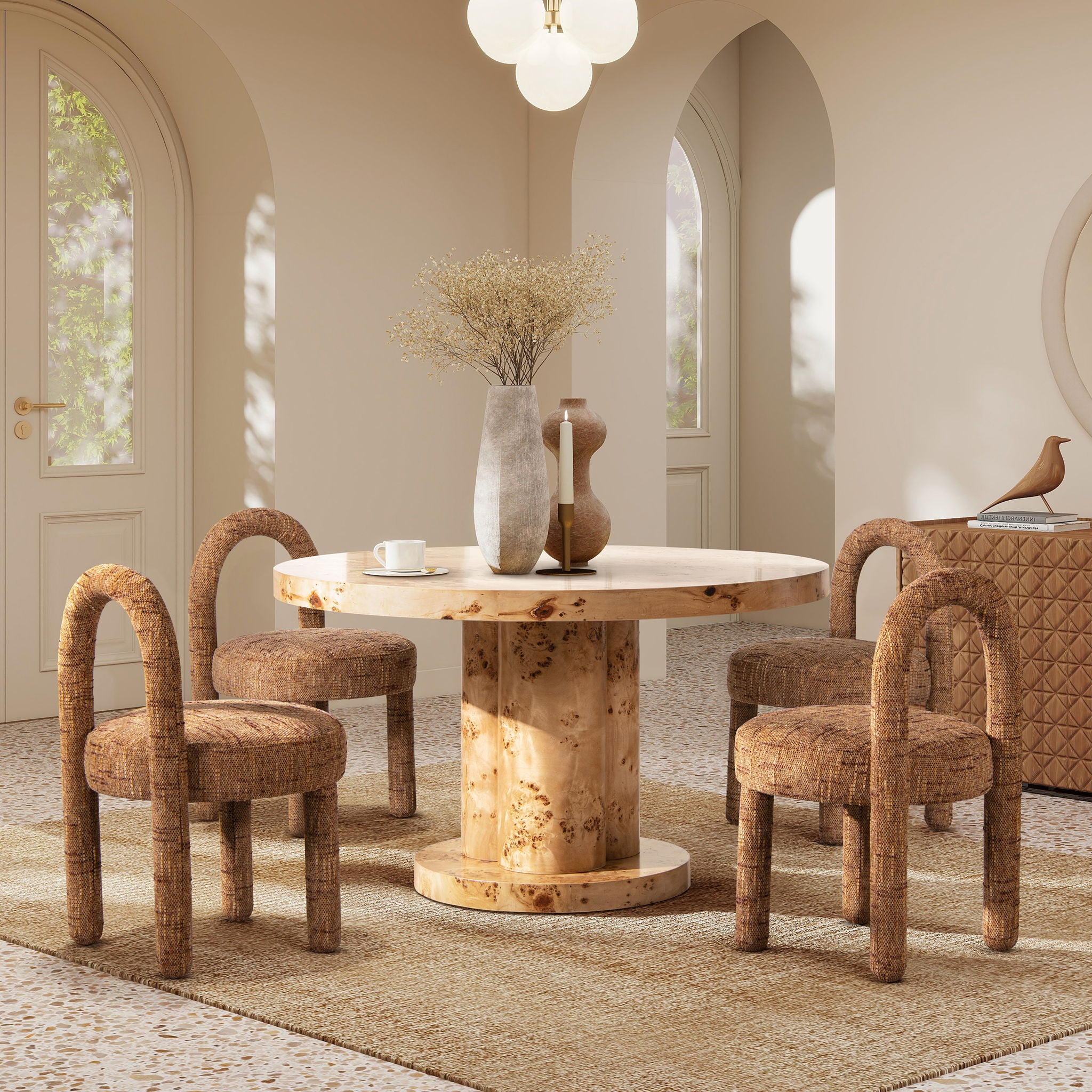 Penny - Round Arched Upholstered Dining Side Chair (Set of 2) - Golden Rust Orange