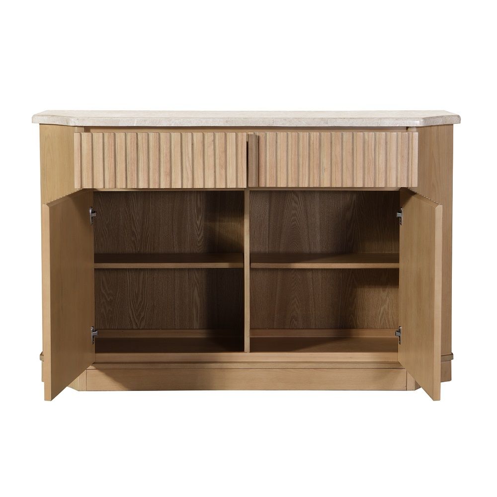 ACME Qwin - Server With Marble Top - Oak | Meri Furniture