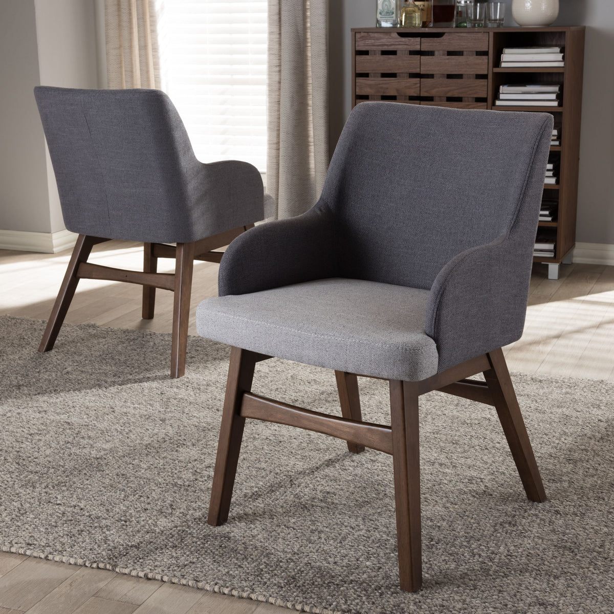 Monte Mid-Century Modern Two-Tone Grey Fabric Armchair (Set of 2)