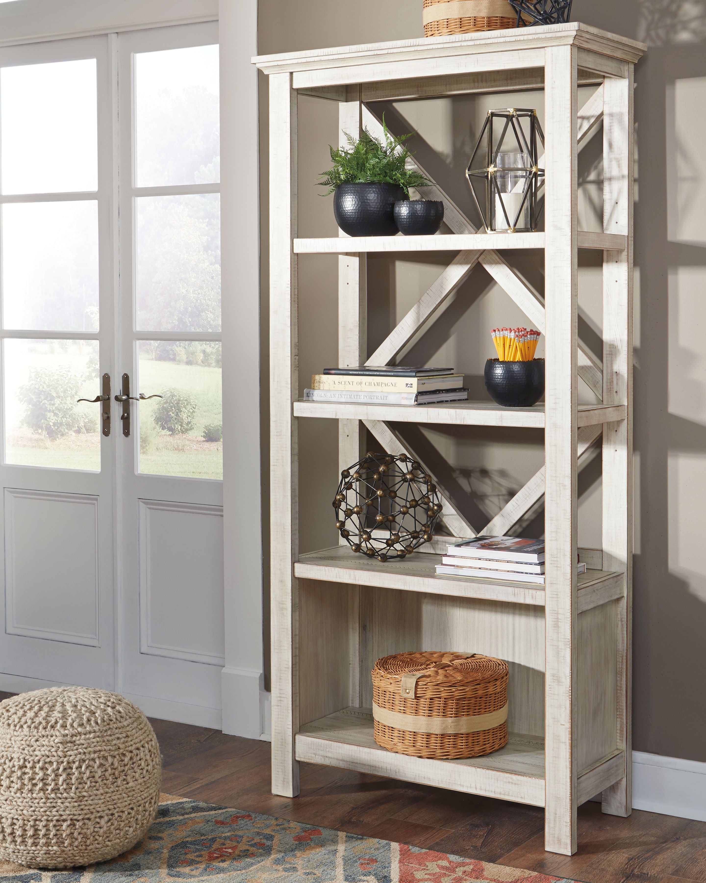 Ashley Furniture Carynhurst - Whitewash - Large Bookcase | Meri Furniture