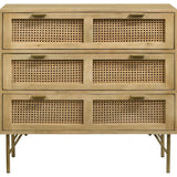 Zamora - 3-Drawer Wood Accent Cabinet With Woven Cane - Natural