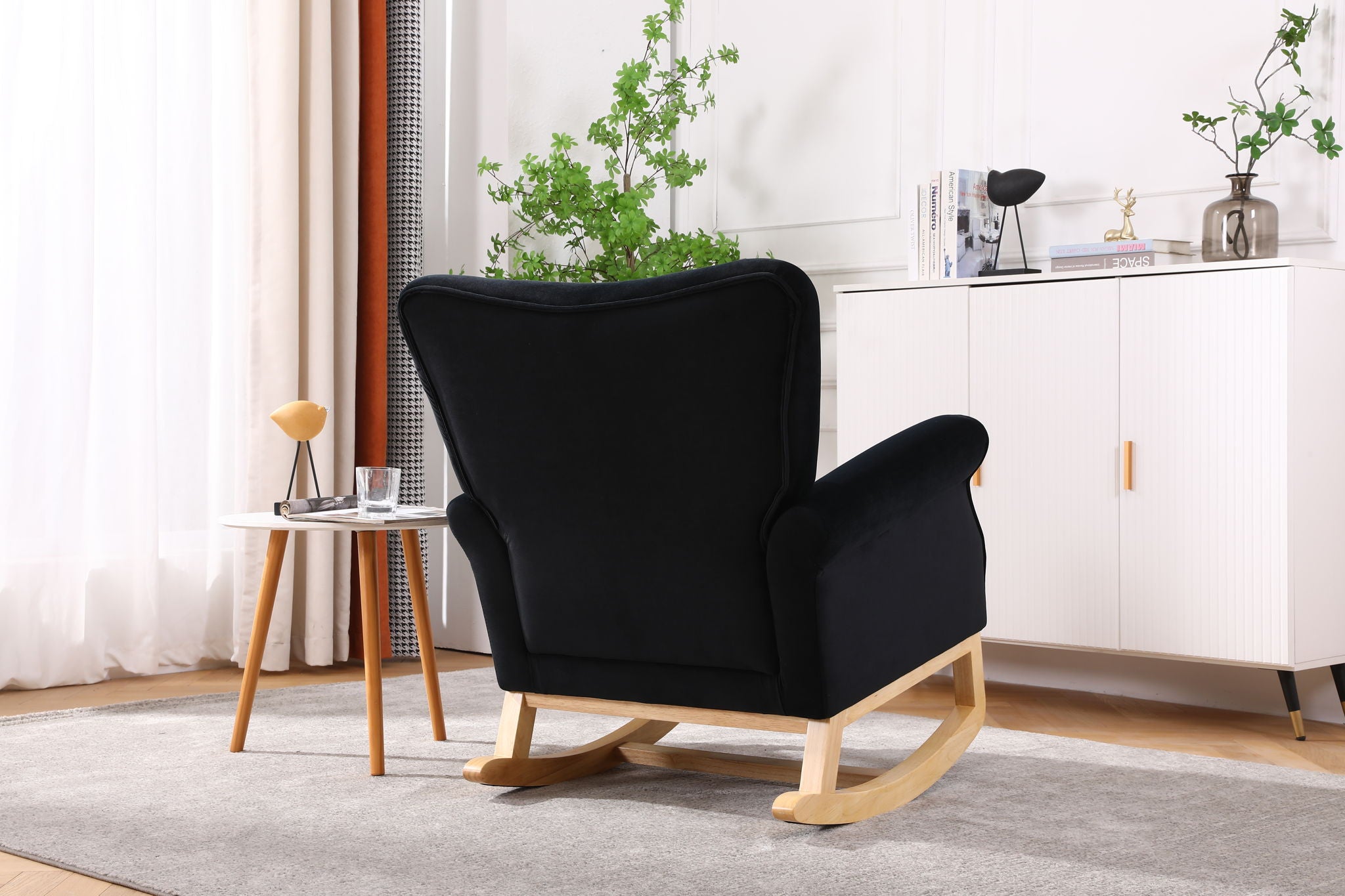 Modern Rocking Chair, Upholstered Accent Chair For Nursery, Small Contemporary Rocke