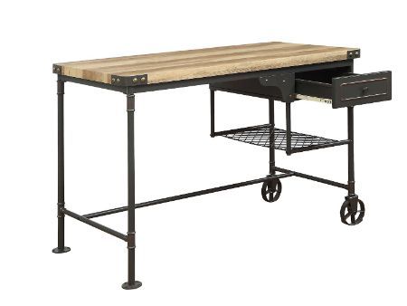 ACME Itzel - Desk - Antique Oak & Sandy Gray | Meri Furniture