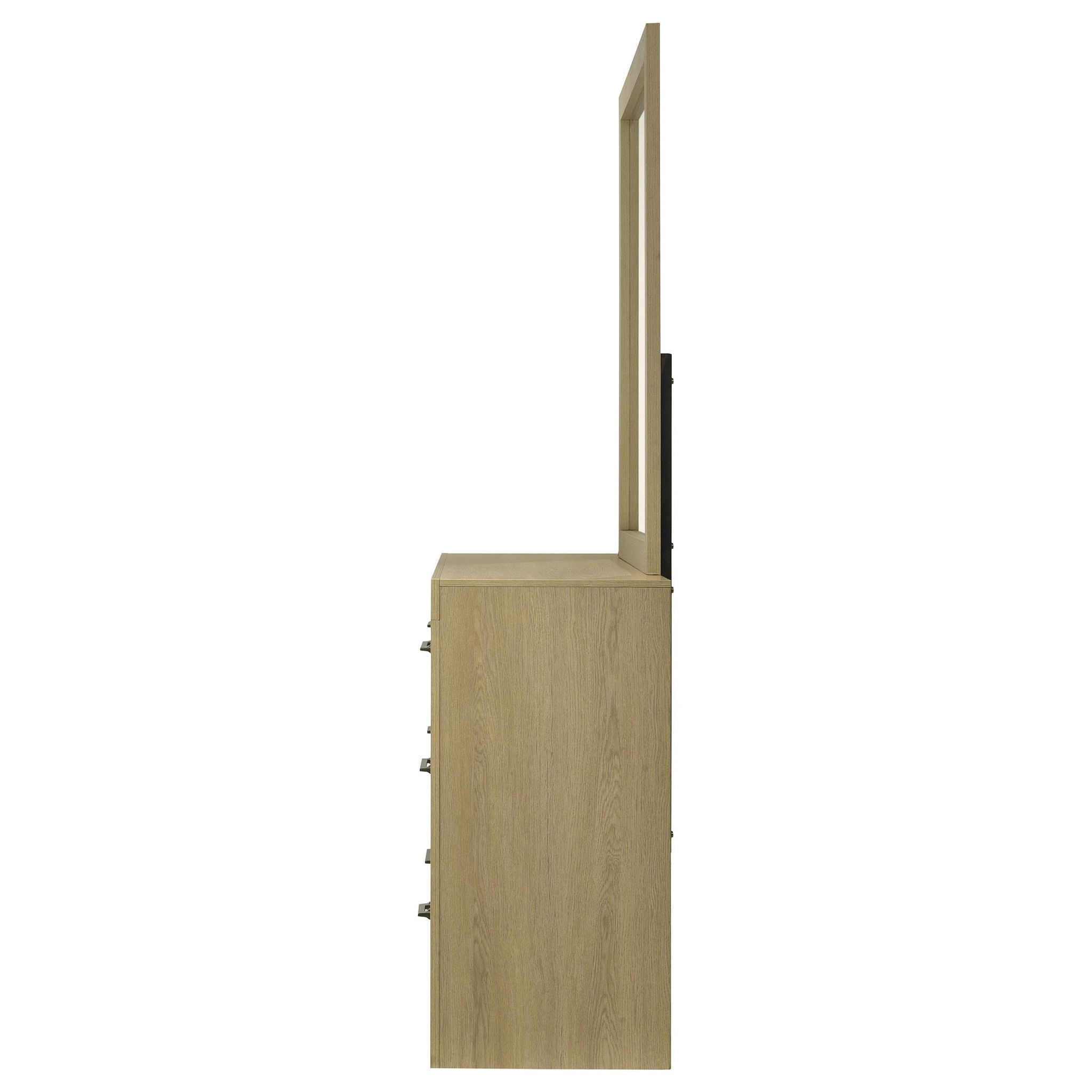 Hendricks 6-drawer Bedroom Dresser and Mirror Light Oak