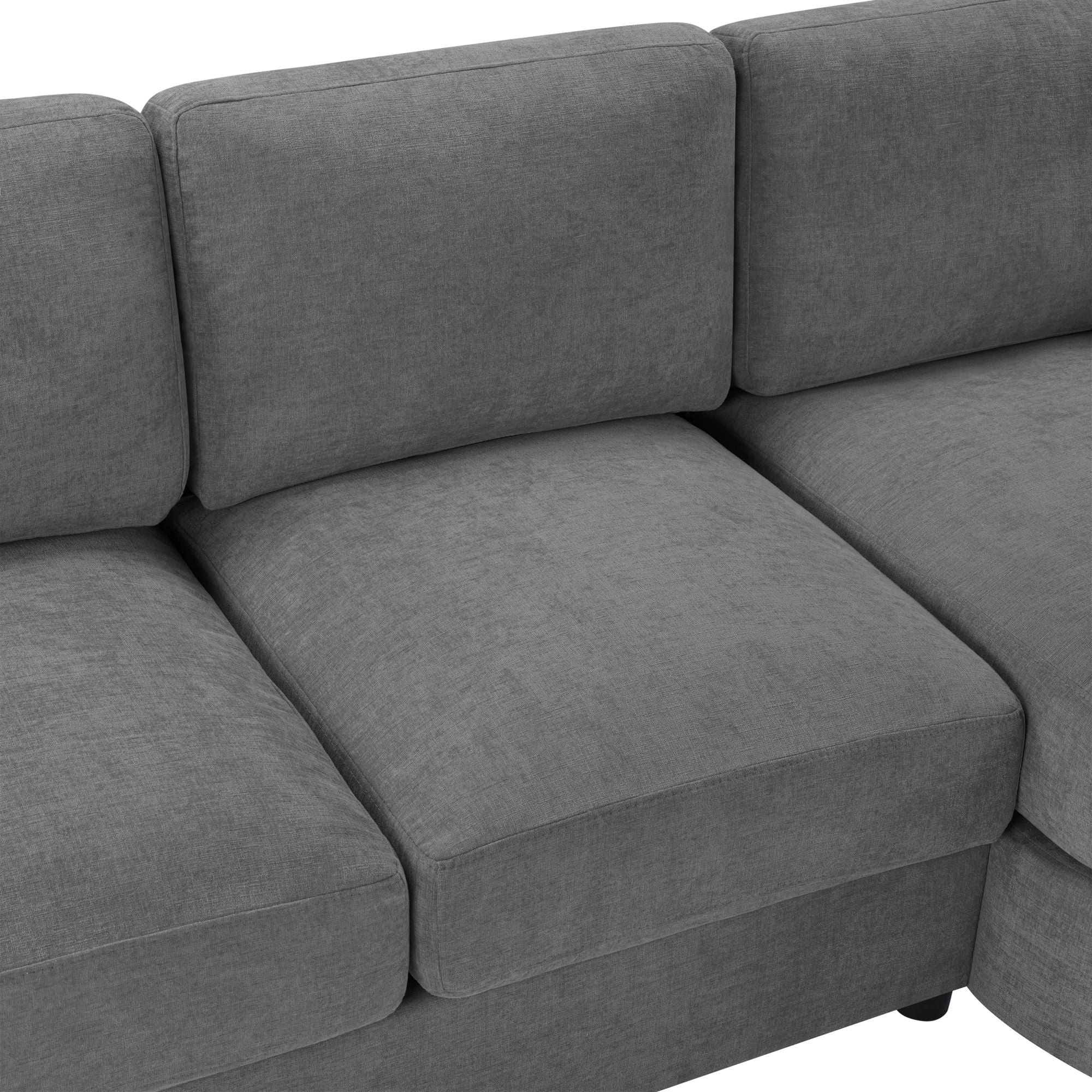Modern L-Shaped Sectional Sofa With Curved Chaise, USB Ports, And Side Storage Pockets