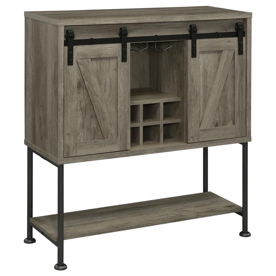 Coaster Fine Furniture Claremont - Sliding Door Home Bar Wine Cabinet - Gray Driftwood | Meri Furniture