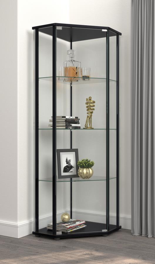 Coaster Fine Furniture Zenobia - 4-Shelf Curio Cabinet Display Case - Black | Meri Furniture