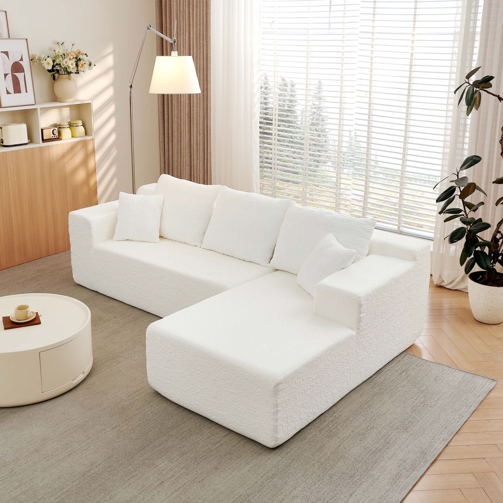Modular Cloud Sectional Couch With L Shape Chaise, Deep Seat