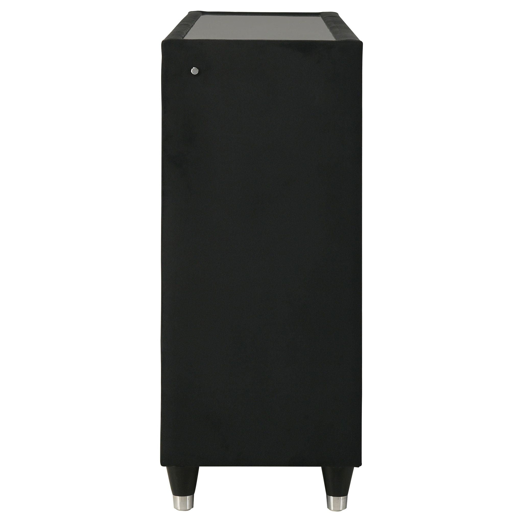 Ravenne 8-drawer Velvet Upholstered LED Dresser Cabinet Black