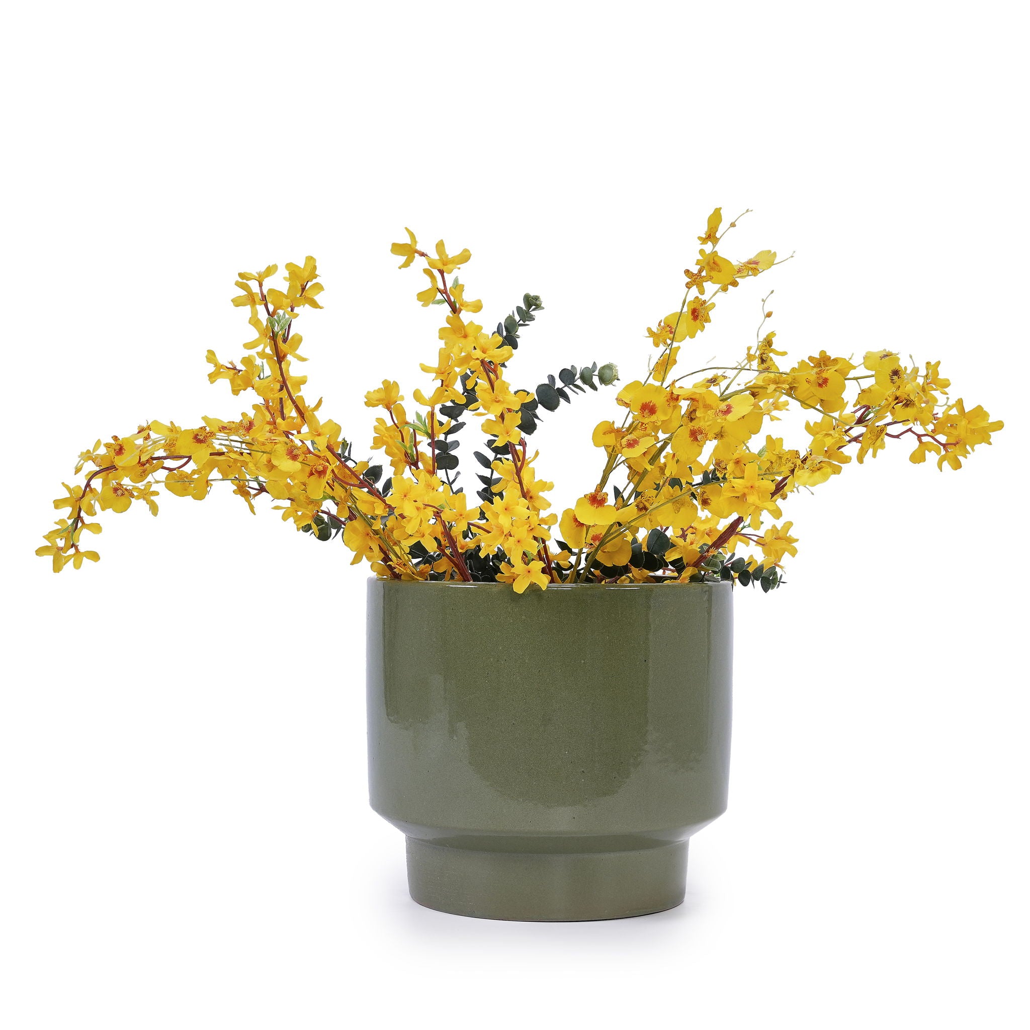 3 Pieces Ceramic Flowerpot, Planter For Patio, Garden Or Windowsills - Antique Light Green