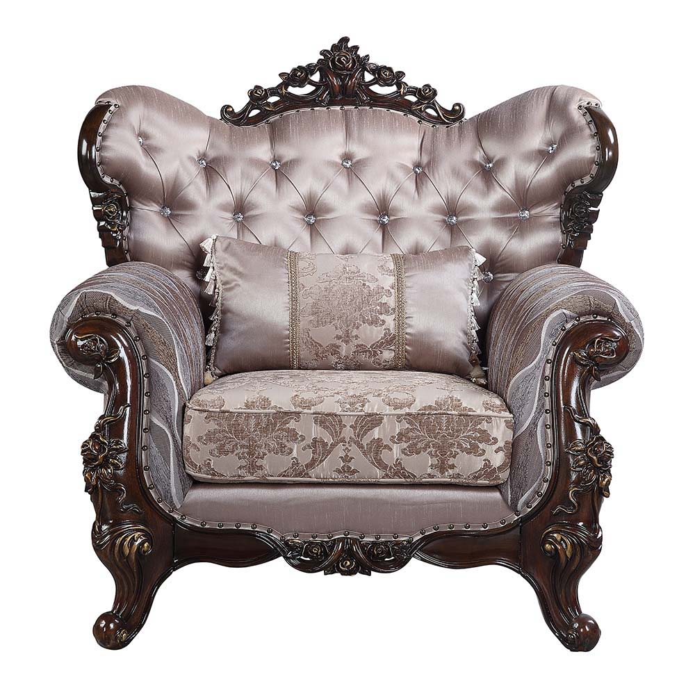 ACME Benbek - Chair - Fabric & Antique Oak Finish | Meri Furniture