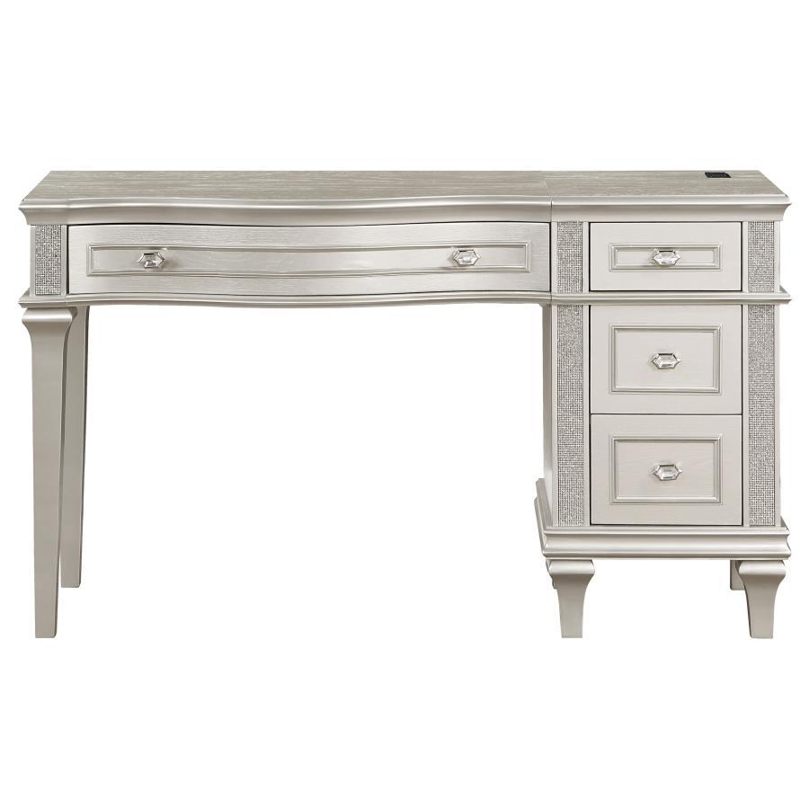 Coaster Fine Furniture Evangeline - 4-Drawer Vanity Desk Makeup Table - Silver Oak | Meri Furniture