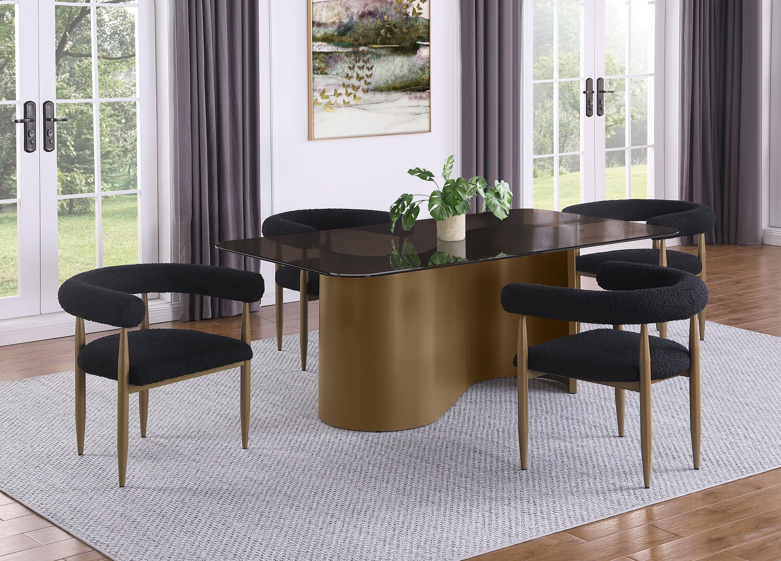 Coaster Fine Furniture Edson - 5 Piece Rectangular Glass Top Dining Table Set - Bronze | Meri Furniture