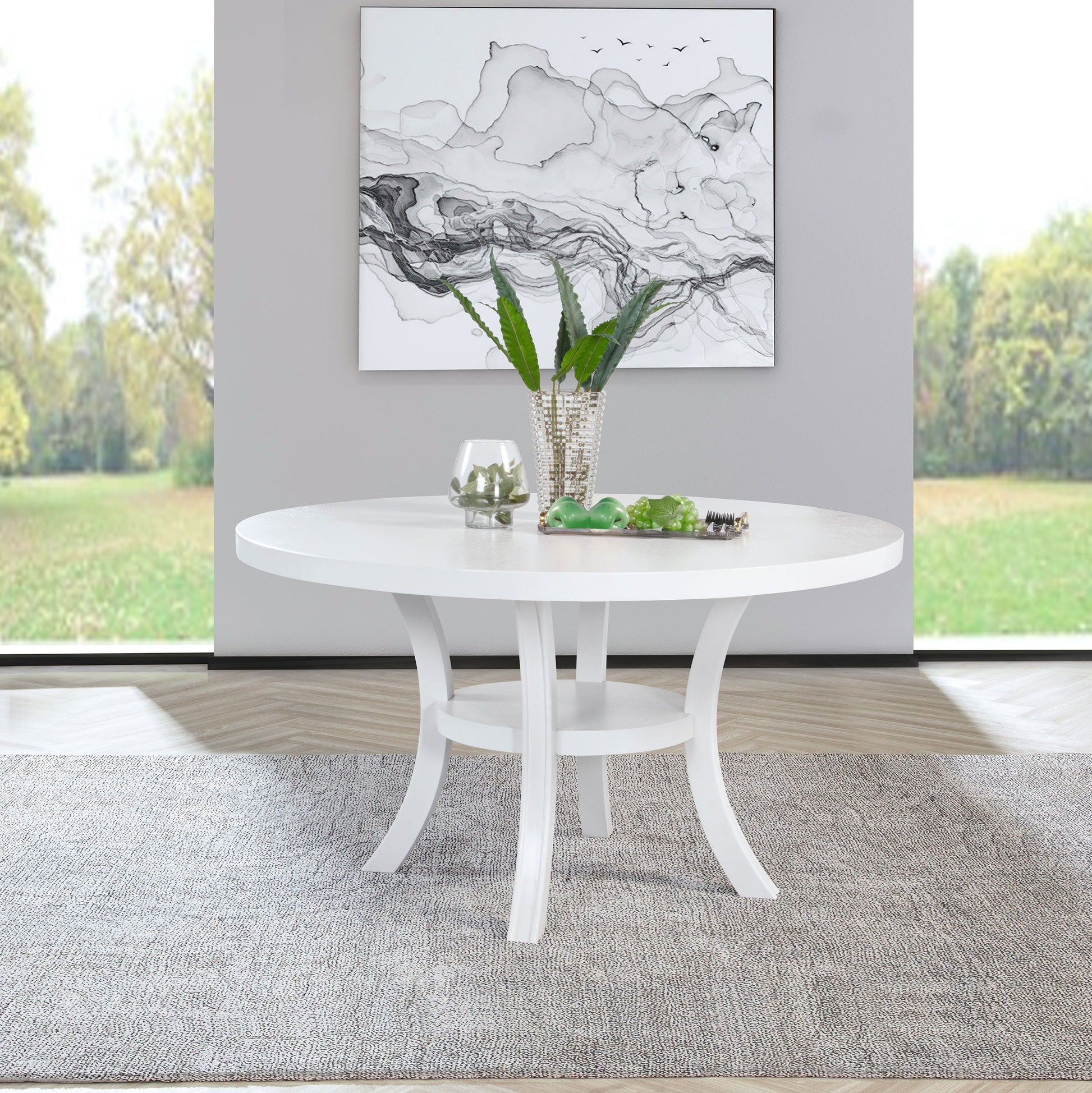 Coaster Fine Furniture Judd - Round Dining Wood Table With Shelf - Pearl White | Meri Furniture