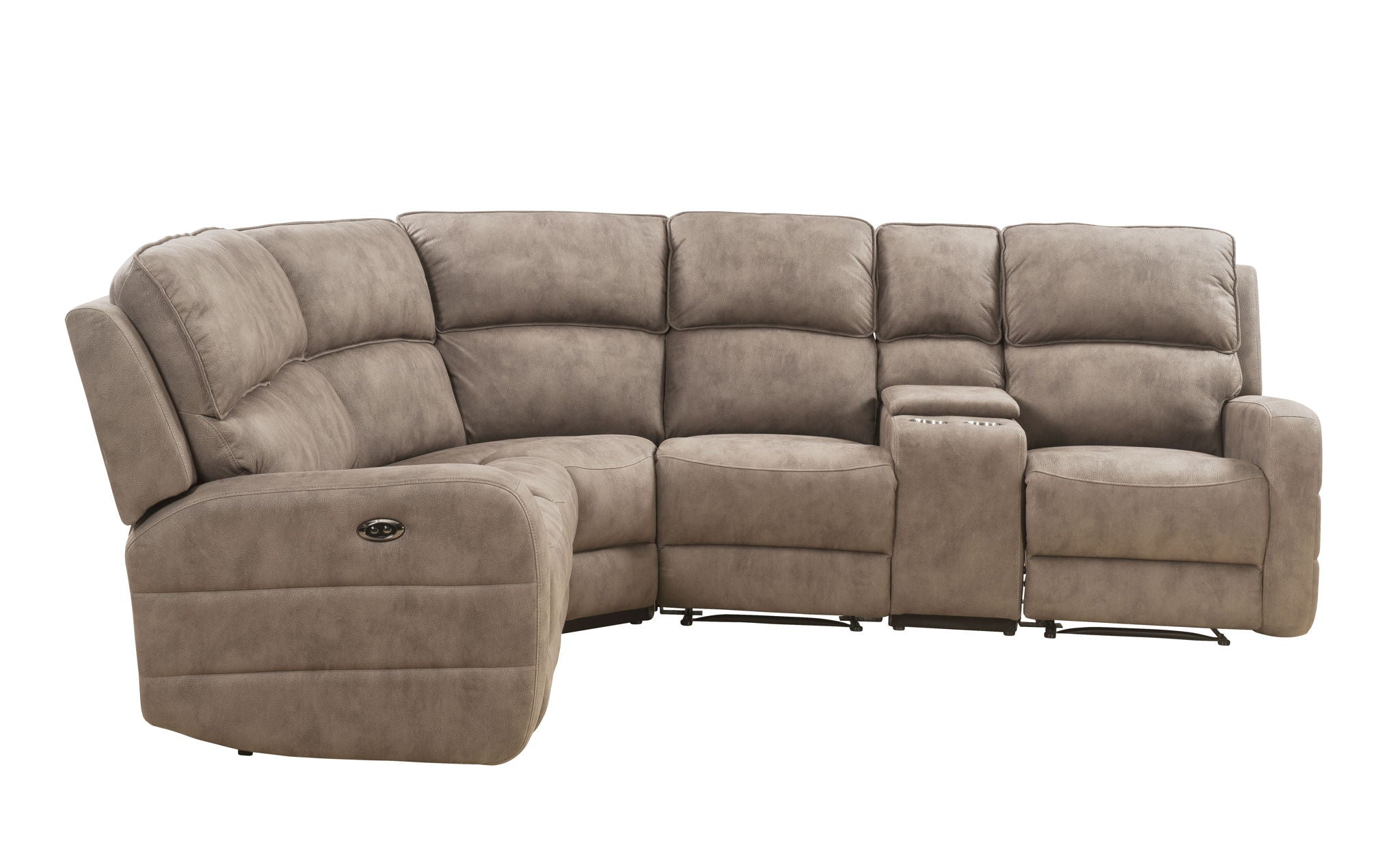 Olwen - Nubuck Power Recliner Sectional Sofa With USB Port - Mocha