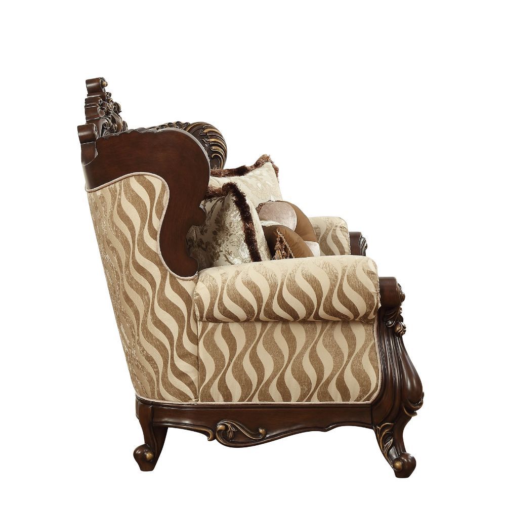 ACME Shalisa - Loveseat - Fabric & Walnut | Meri Furniture