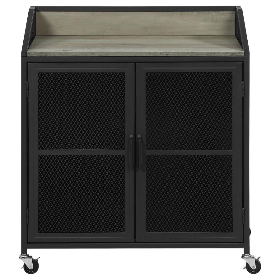 Coaster Fine Furniture Arlette - 2 Door Mobile Home Bar Wine Cabinet - Sandy Black | Meri Furniture