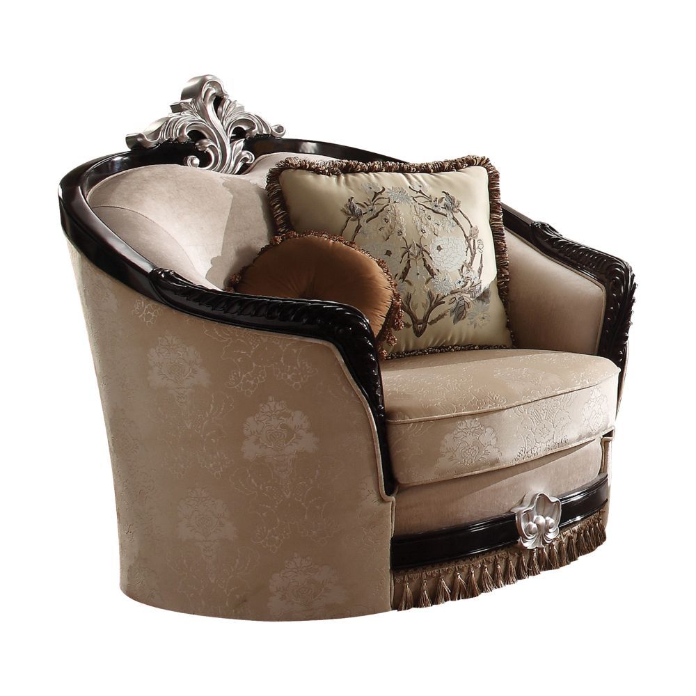 ACME Ernestine - Chair - Tan Fabric & Black | Meri Furniture