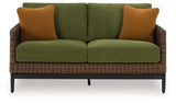 Horizon Hall - Brown / Green - Loveseat With Cushion