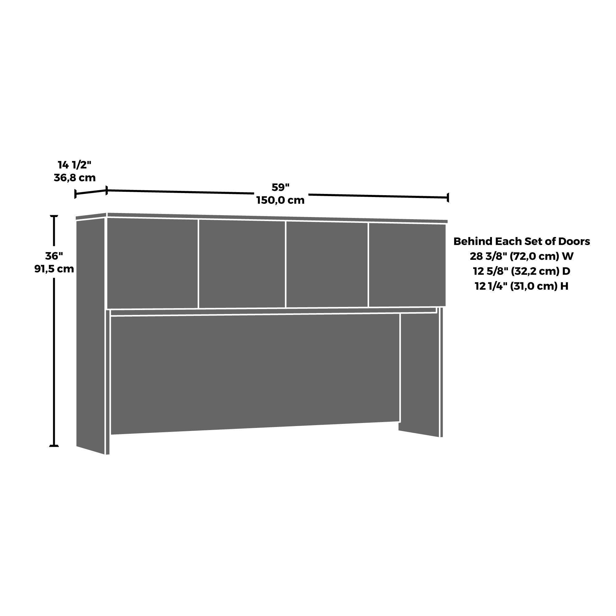 60" Desktop Hutch in Hudson Elm