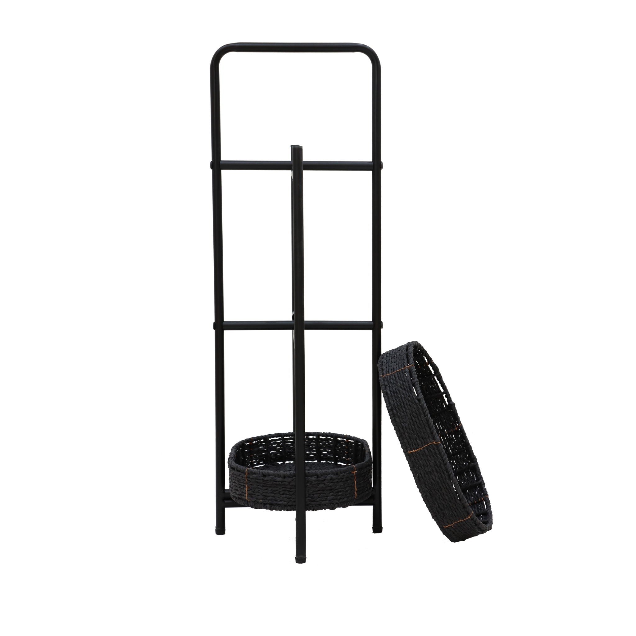 Modern 3 Tier Handwoven Side Table With Oval Organizer