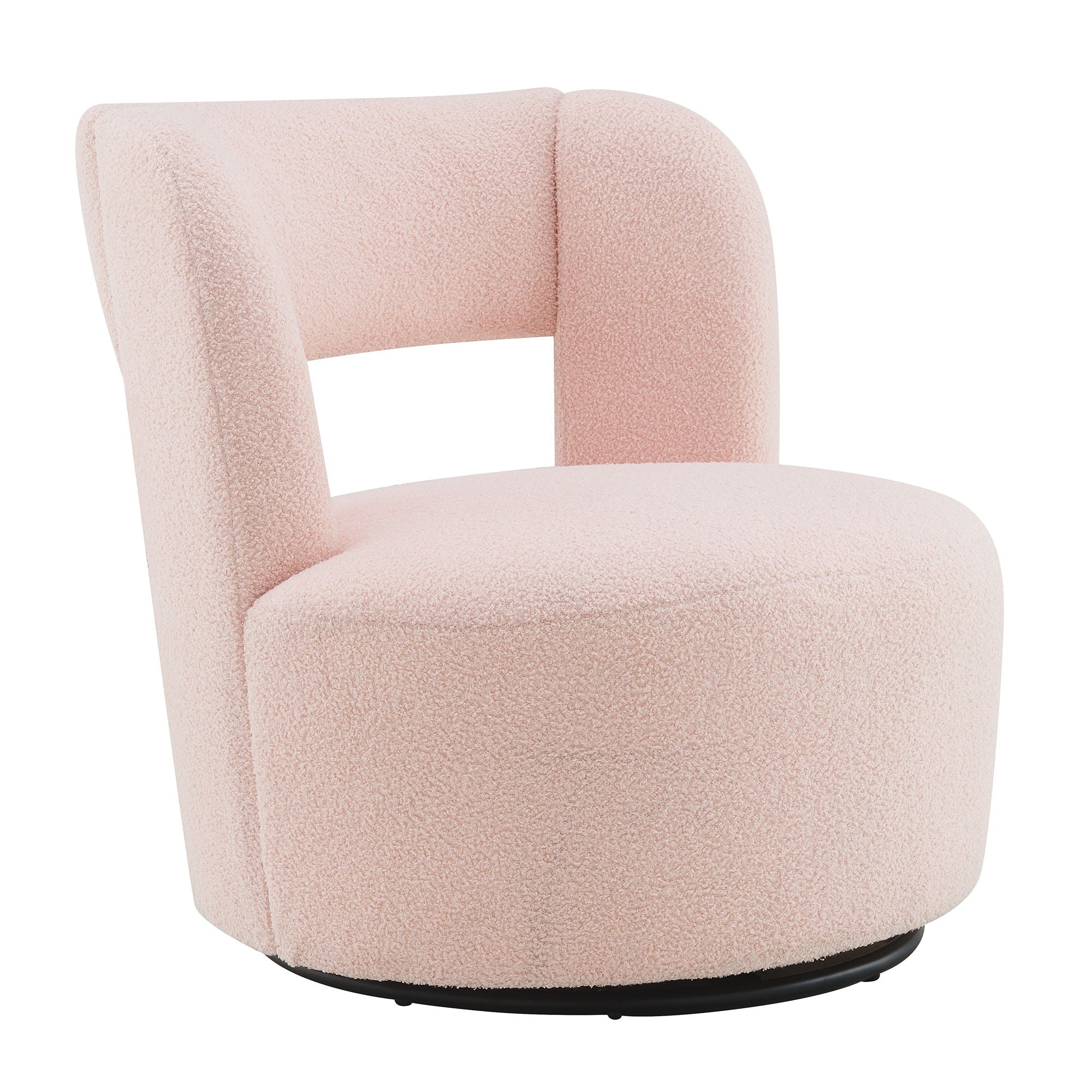 Swivel Comfy Round Barrel Chair With Soft Teddy Fabric For Living Room