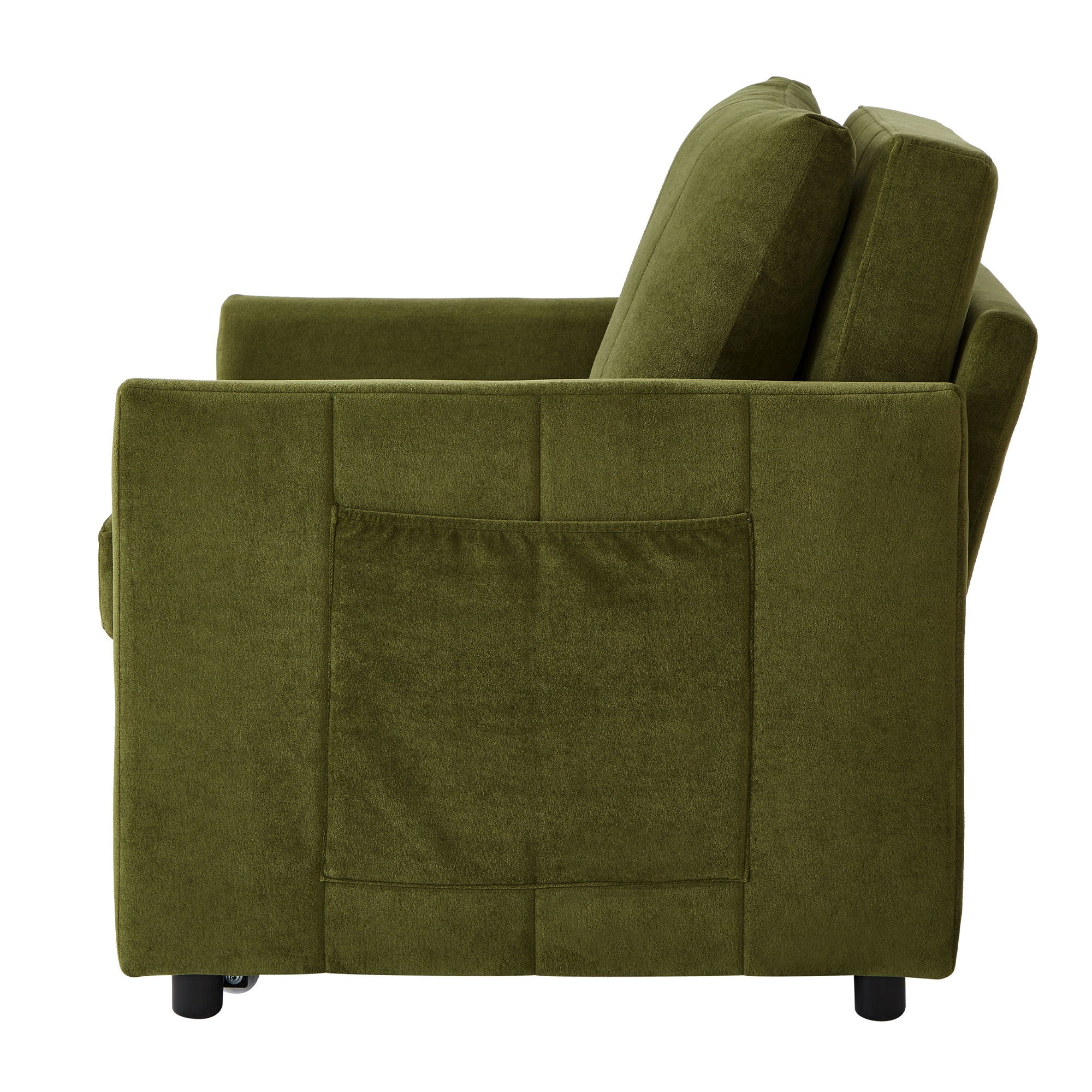 Upholstered Convertible Sleeper Sofa With 5 Position Backrest, Side Pockets, Storage