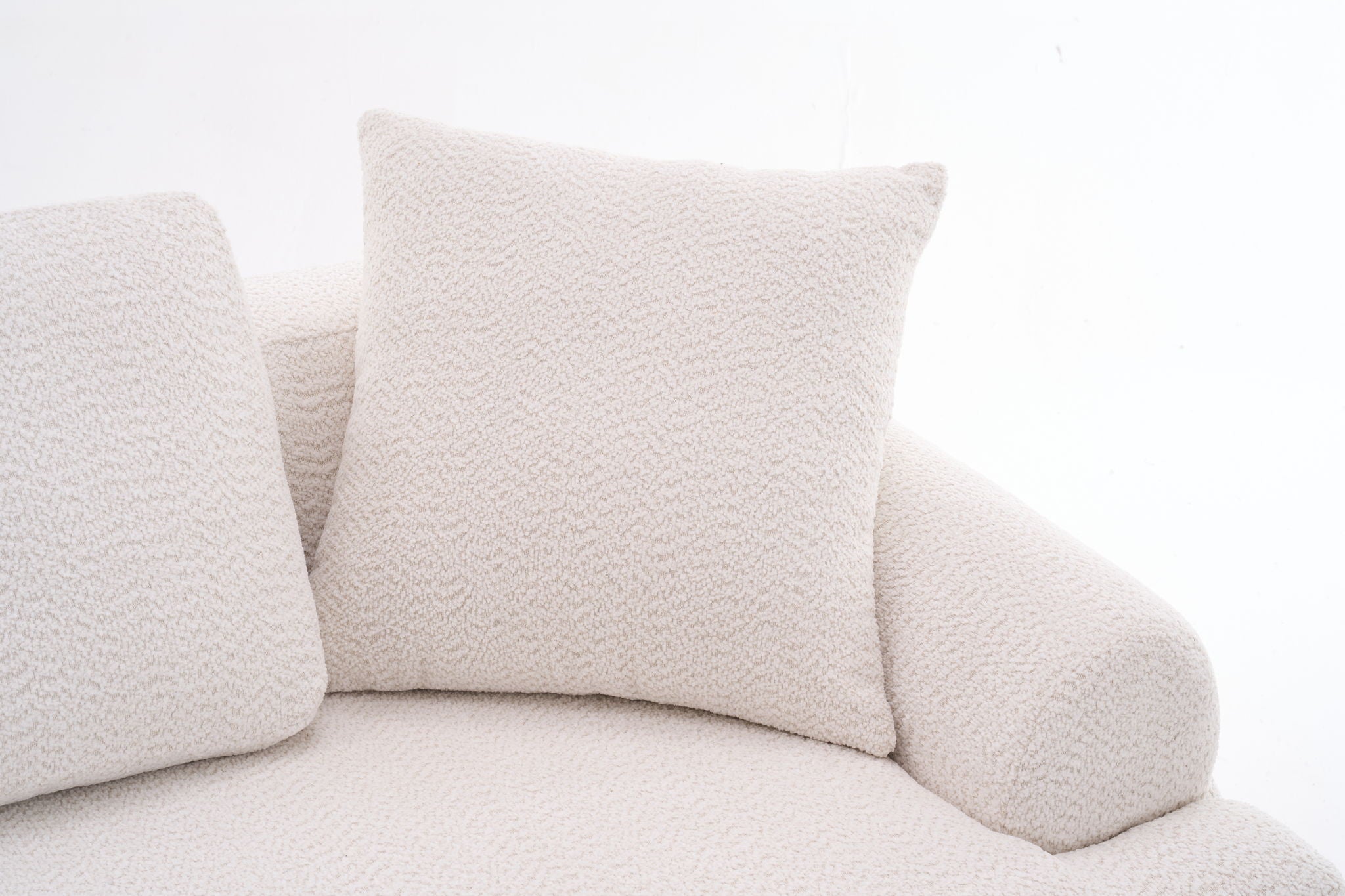 Compression Sofa: 4 Seater Combined Sofa, Crochet Yarn Fabric, Full Sponge Compression Sofa, Combined Sofa With 4 Pillows For Home Living / Home Furniture / Apartment - Beige