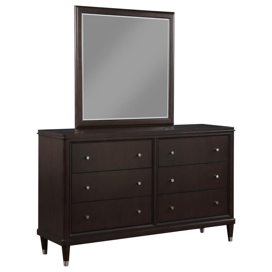 Coaster Fine Furniture Emberlyn - 6-Drawer Dresser With Mirror - Brown | Meri Furniture