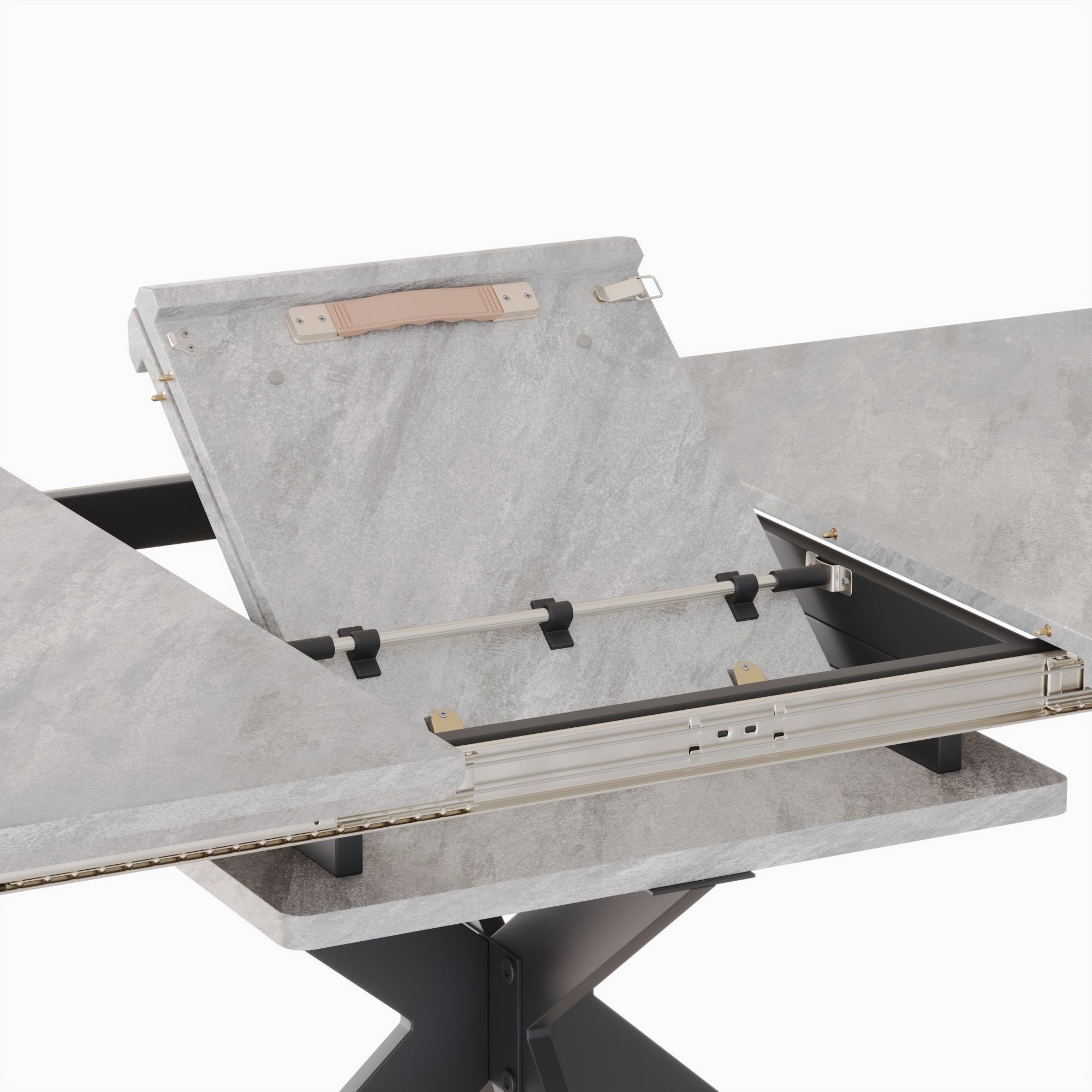 Modern Extendable Dining Table Set For 6 - 8 - Black / Gray