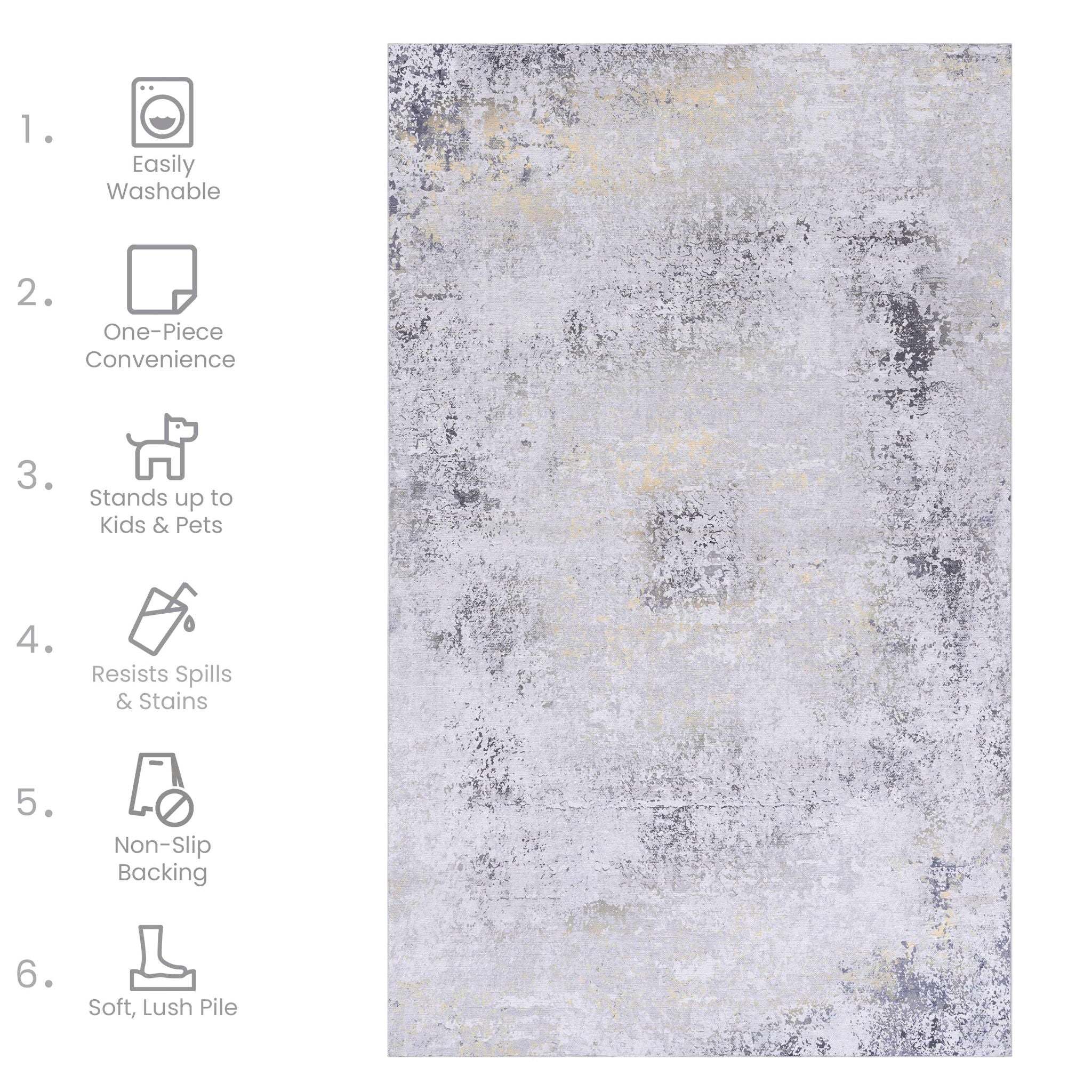 Maval - Abstract Washable Area Rug