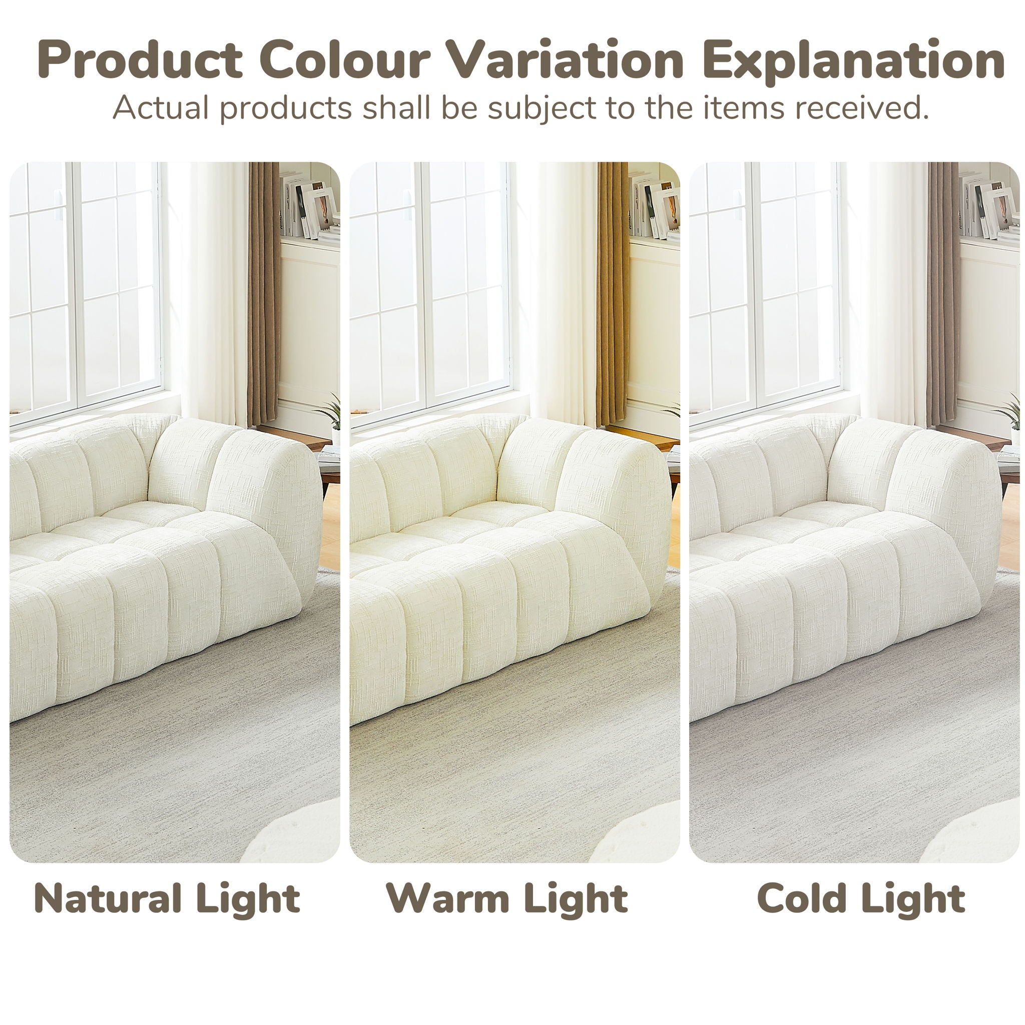 Quilted Cloud Sofa, Three-Seater - Beige
