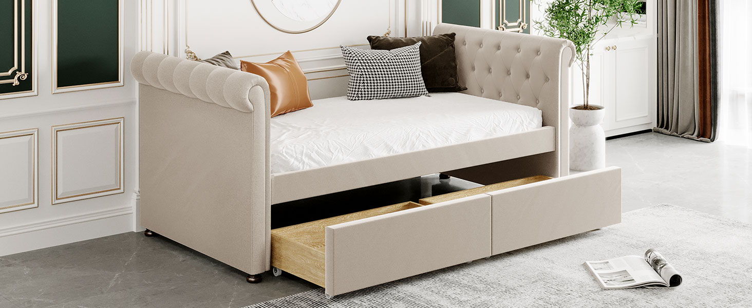 Upholstered Daybed, Wood Slat Support