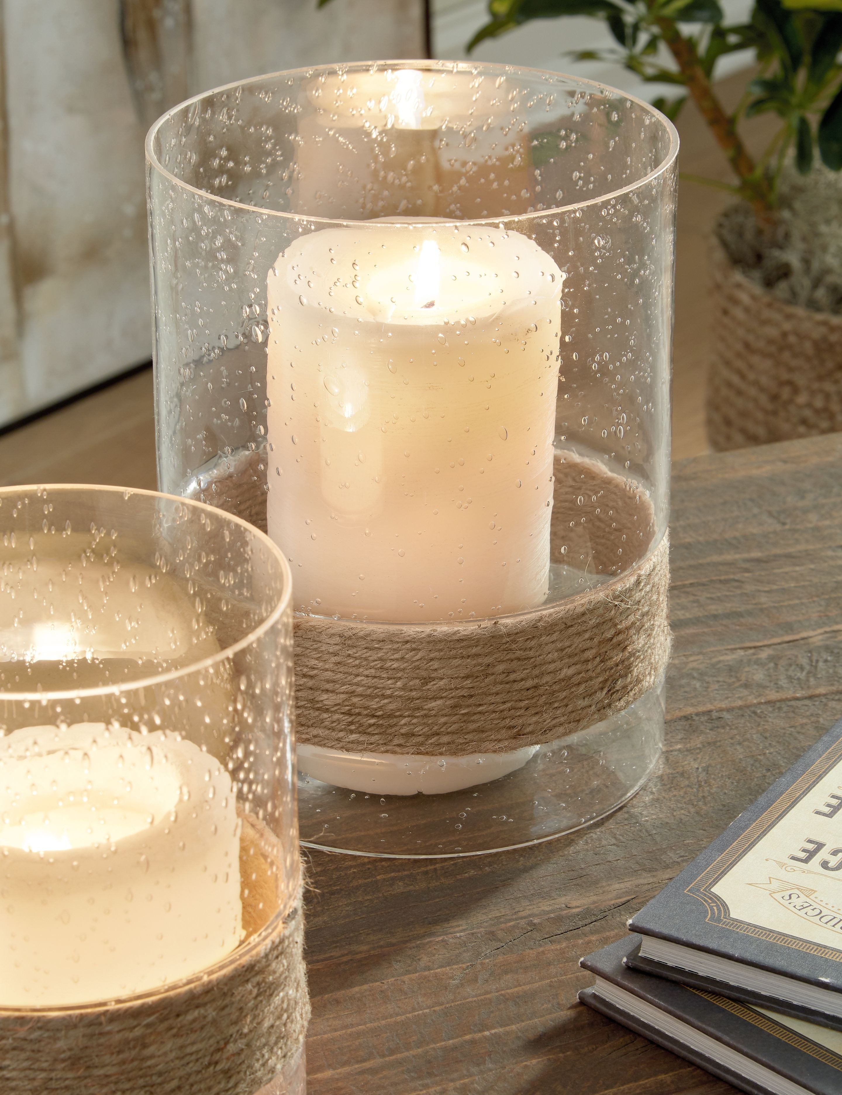 Ashley Furniture Eudocia - Clear - Candle Holder Set (Set of 2) | Meri Furniture