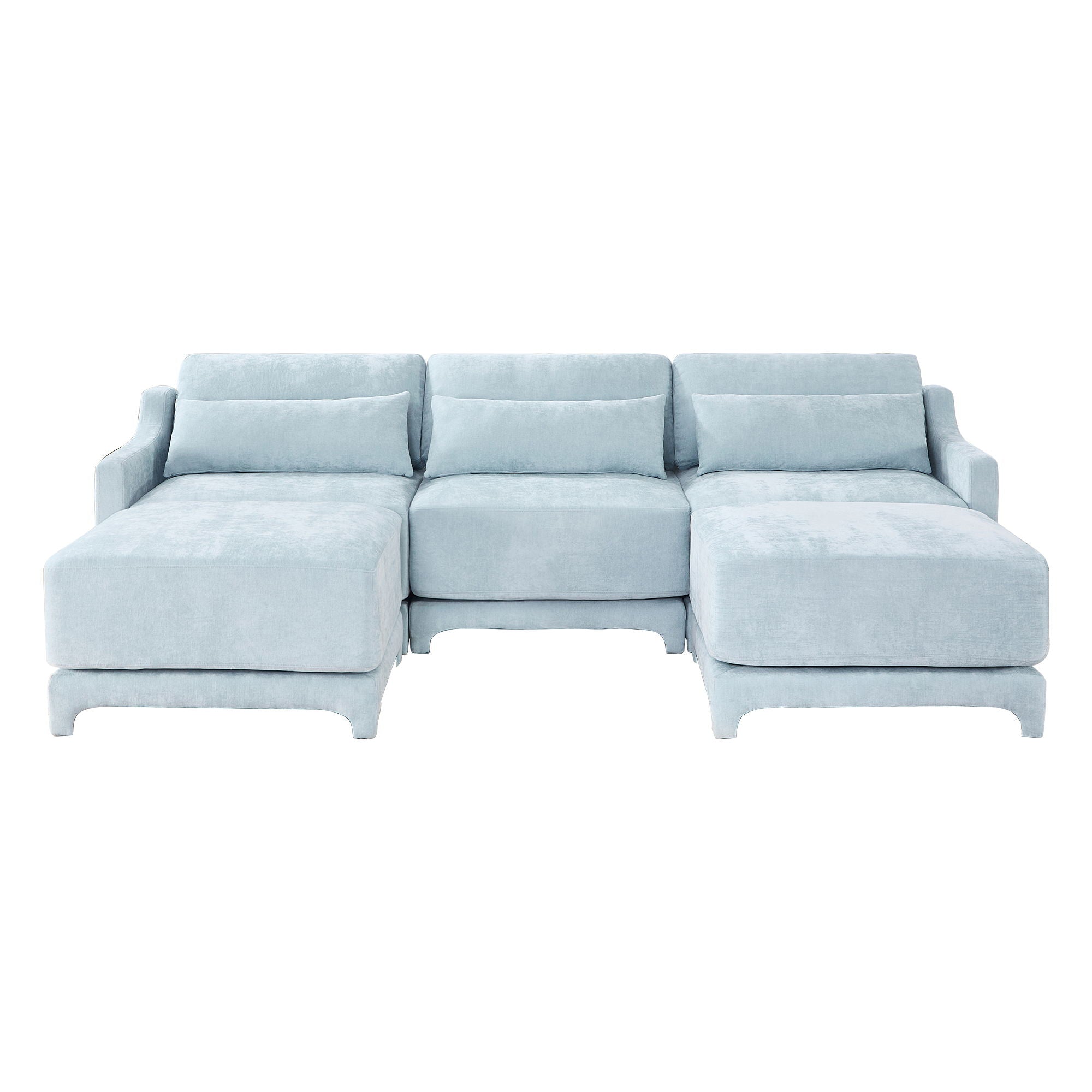 Stylish Sofa With Ottoman And Lumbar Pillows, Ergonomic Design