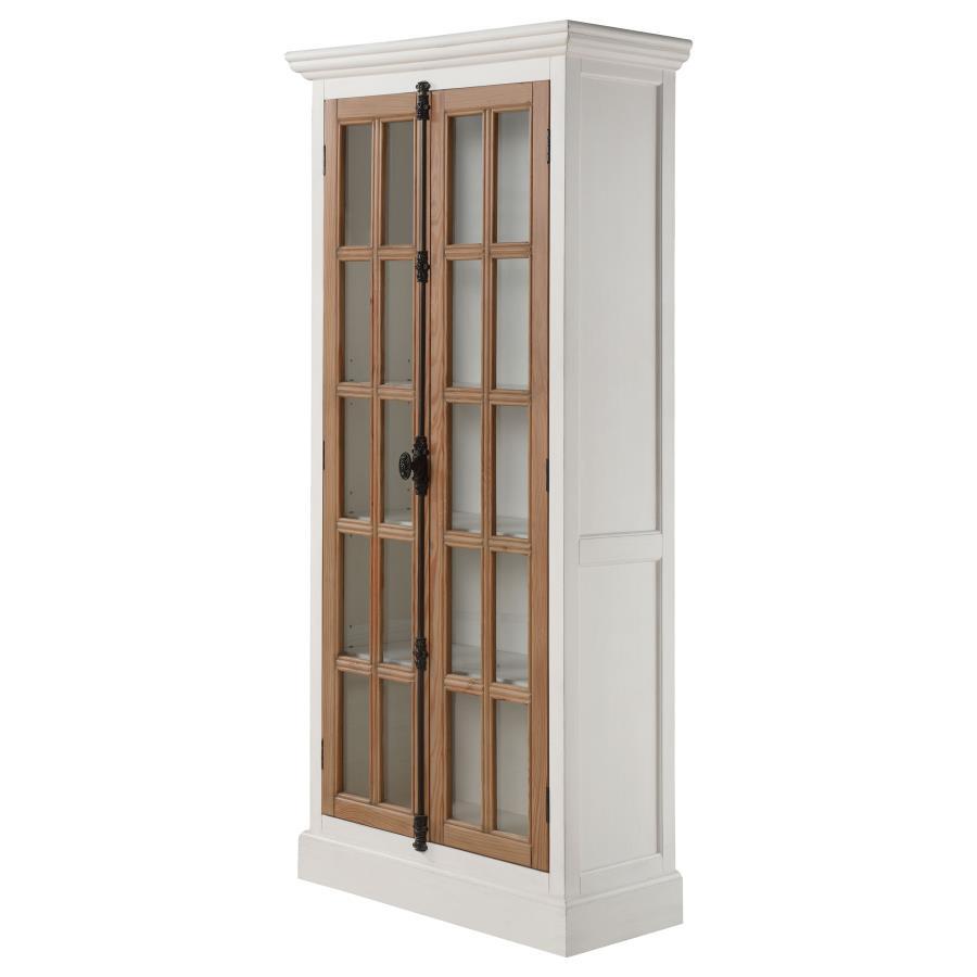 Coaster Fine Furniture Tammi - 2 Door Wood Tall Cabinet Distressed White And Brown - Distressed White And Brown | Meri Furniture