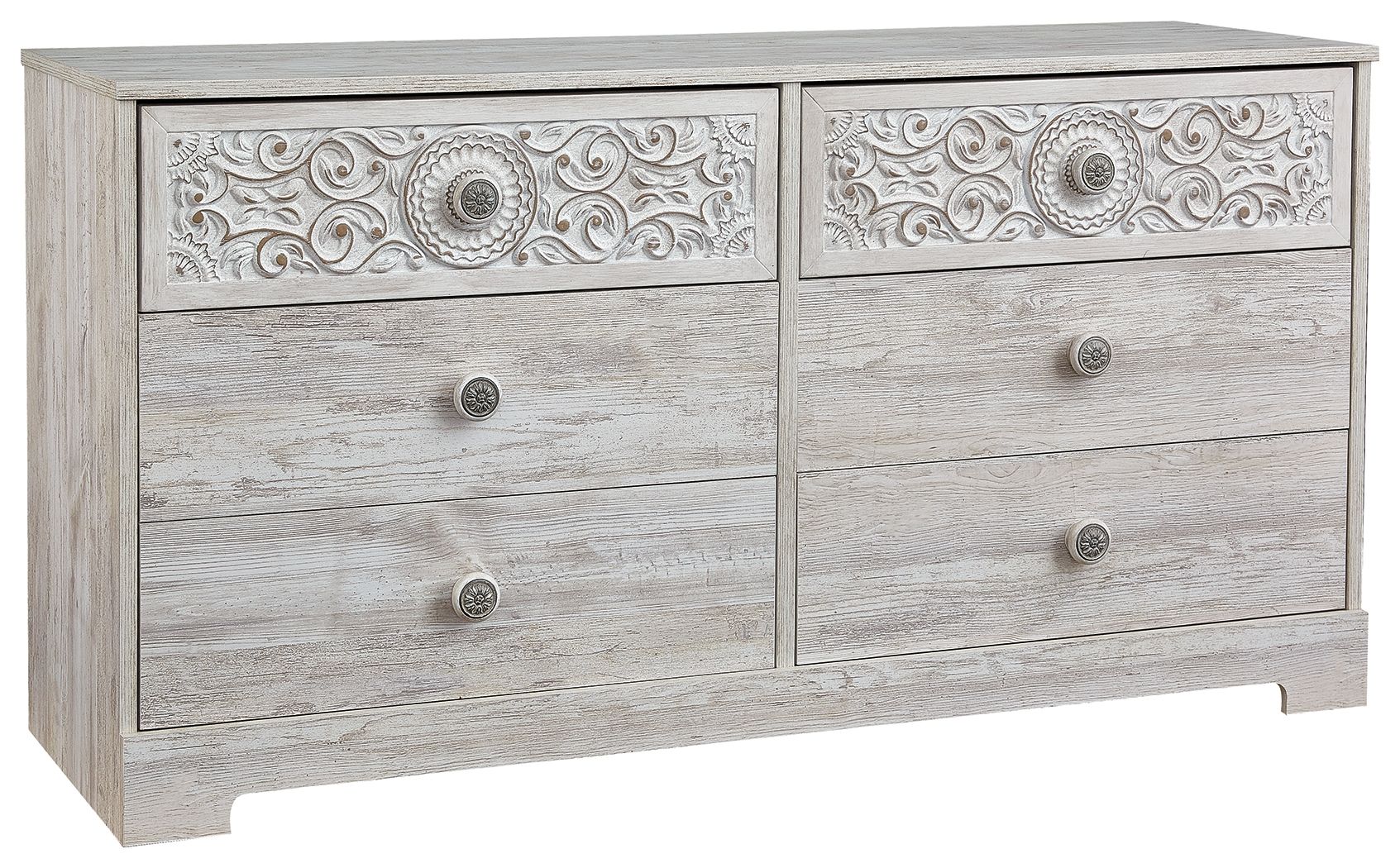 Signature Design by Ashley® Paxberry - Whitewash - Six Drawer Dresser - Weatherworn | Meri Furniture