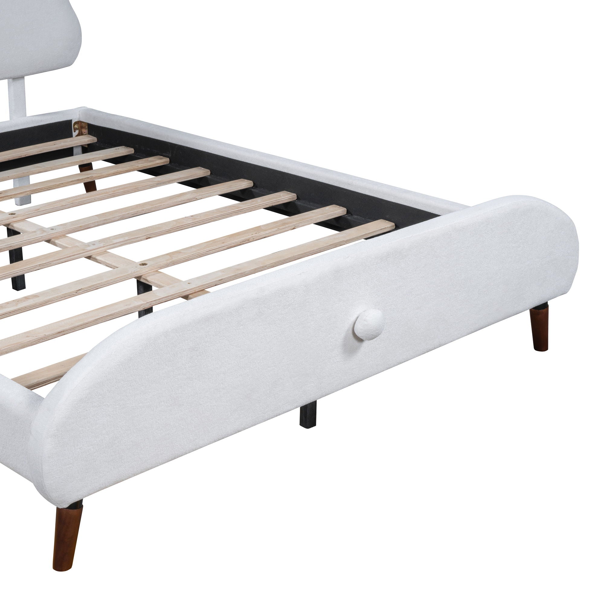 Upholstered Platform Bed With Sheep Shaped Headboard
