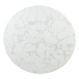 Clayten - Round Dining Table With Marble - White Natural Marble Top & Espreeso Finish