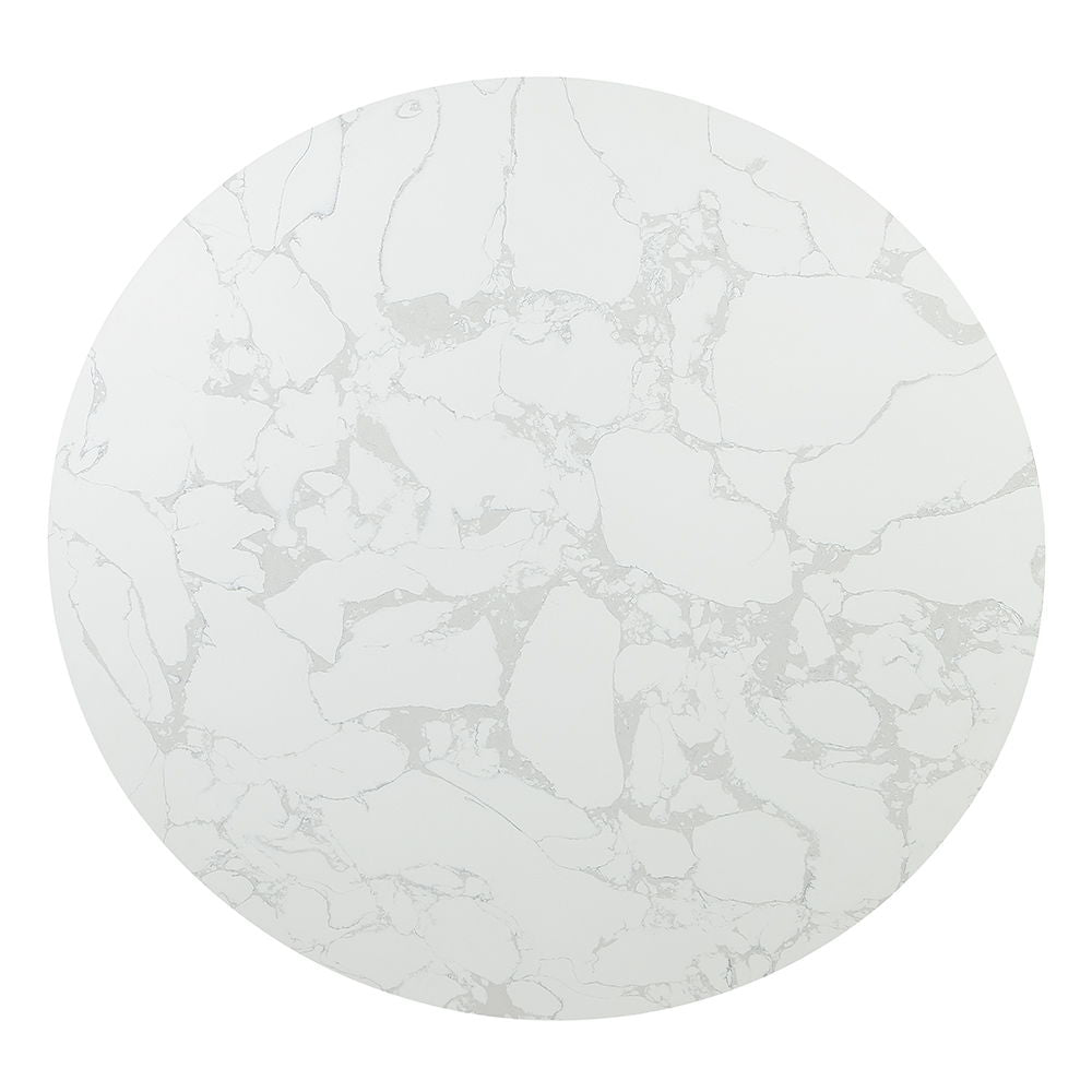 ACME Clayten - Round Dining Table With Marble - White Natural Marble Top & Espreeso Finish | Meri Furniture