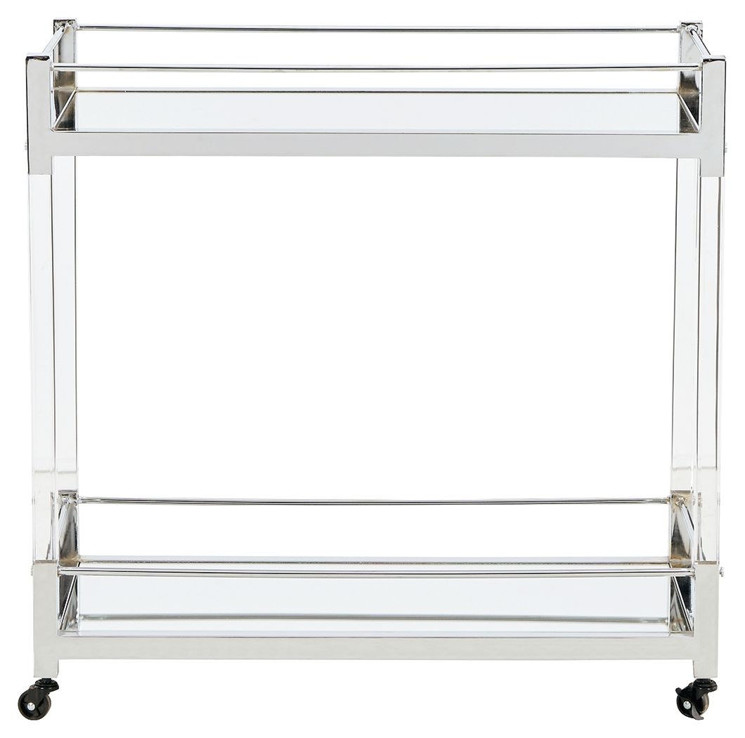 Signature Design by Ashley® Chaseton - Clear / Silver Finish - Bar Cart | Meri Furniture