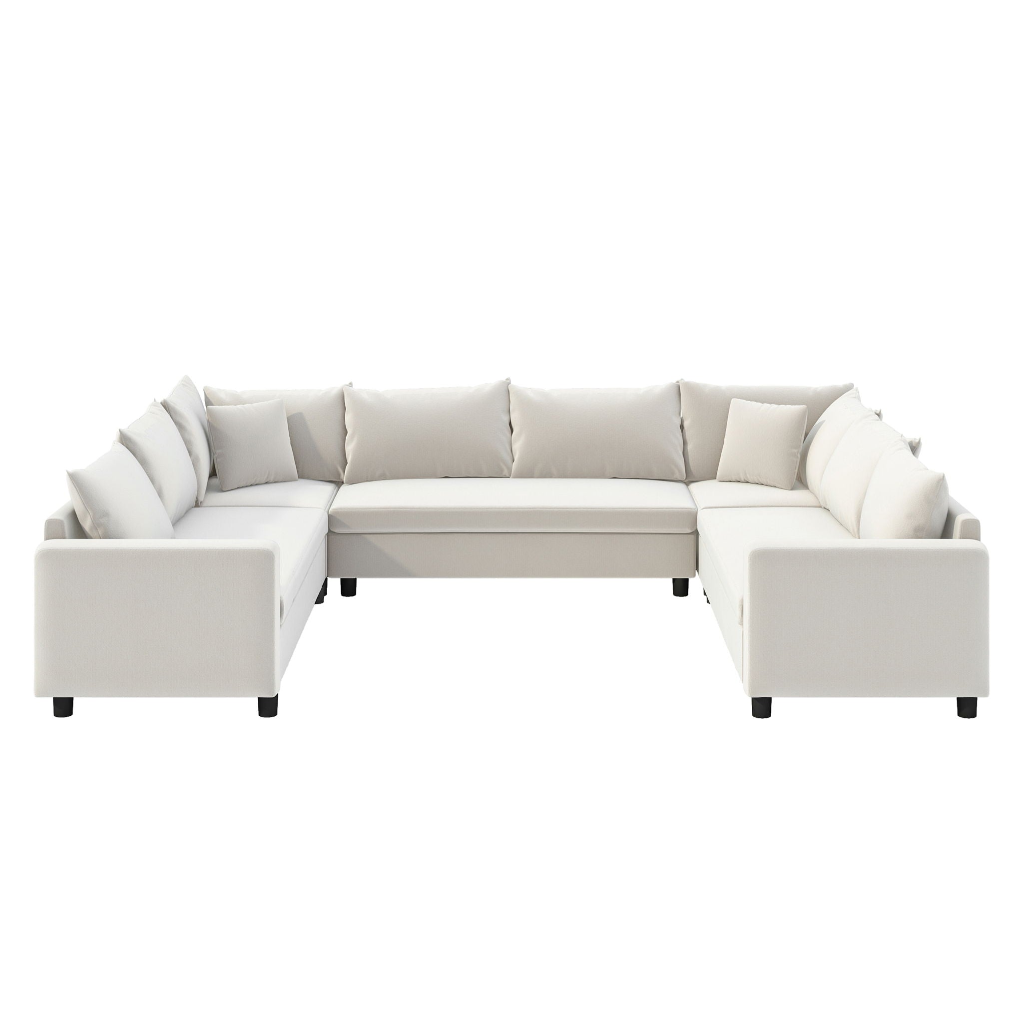 Modular Sectional Reversible U Shaped Couch Set, Free Combination Minimalist Style, Oversized 8 Seat Convertible Sofa