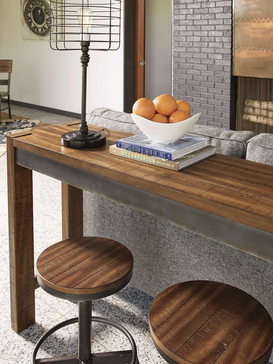 Signature Design by Ashley® Torjin - Dark Brown - 3 Pc. - Long Counter Table, 2 Stools | Meri Furniture