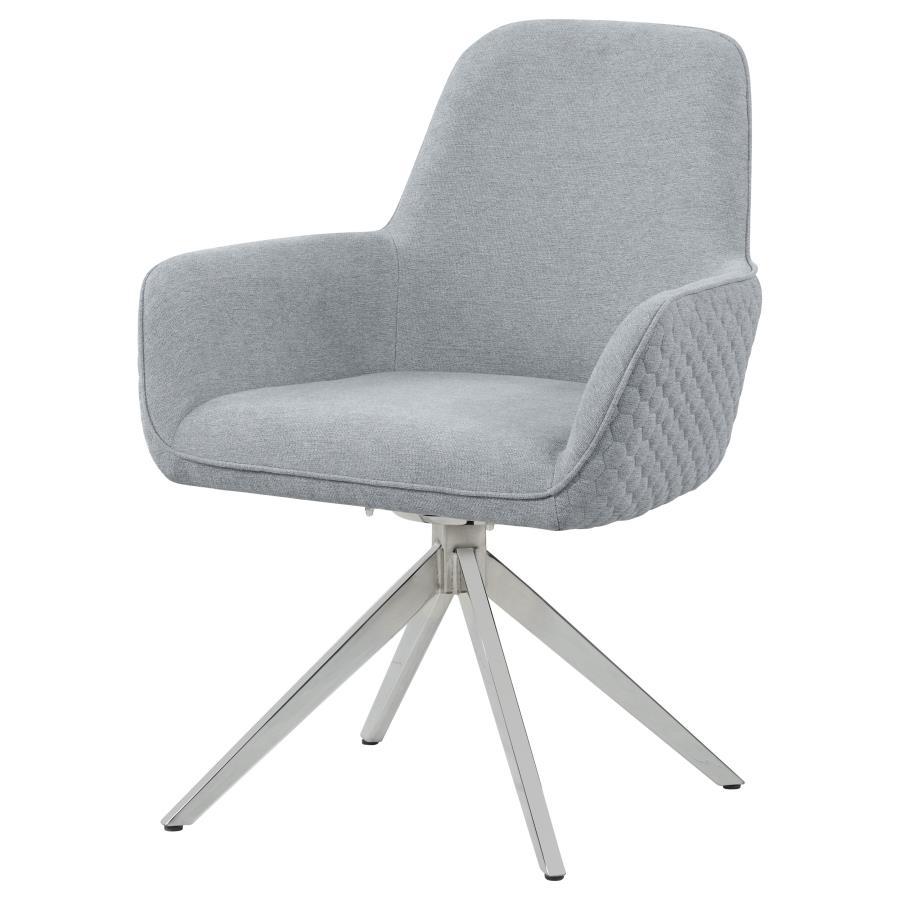 Coaster Fine Furniture Abby - Fabric Upholstered Swivel Dining Arm Chair - Light Gray | Meri Furniture