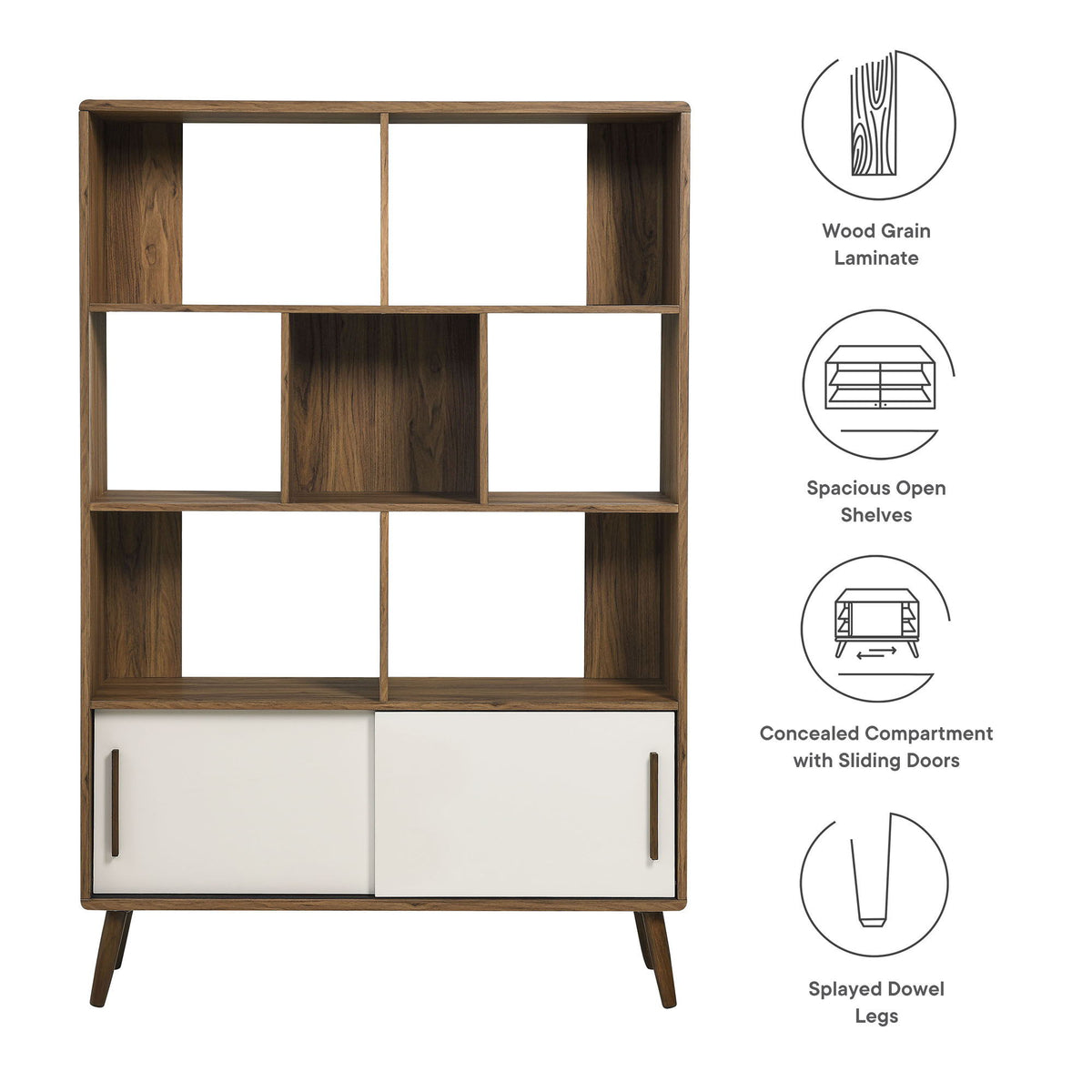 Transmit 45" Bookcase with Sliding Doors by Modway