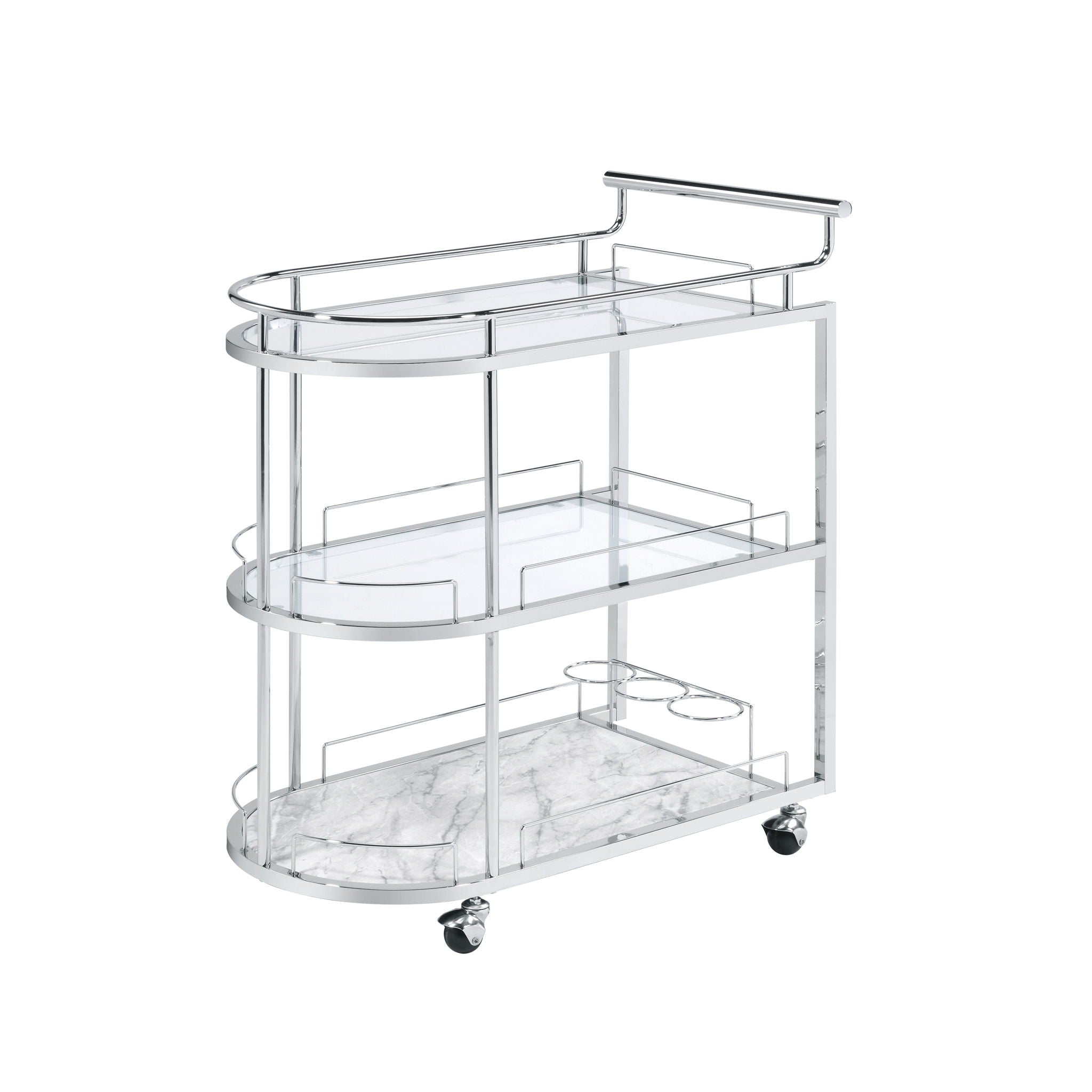 Inyo - Serving Cart - Clear Glass & Chrome