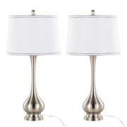 Cairo - Contemporary Table Lamp (Set of 2) - Nickel / White / Silver Trim